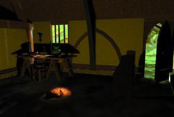 Medieval house by firelight